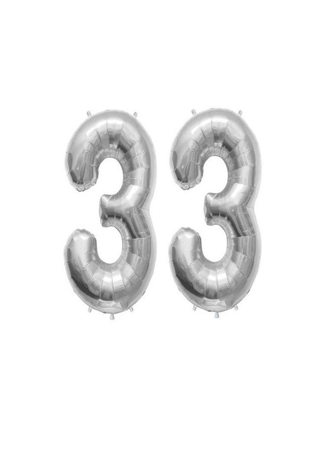 Utkarsh (40.65 cm Size) Numerical Number Two Digit 33 Solid (Silver) Color 3D Foil Balloons For Kids Party Supplies, Birthday And Anniversary Parties Decoration And Celebration