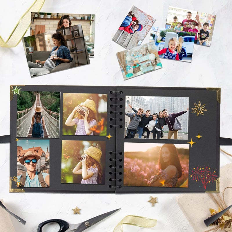 LOYAL BOOK Scrapbook (8 x 8 inch) Scrapbook Album 60 Pages Ideal for Your DIY Scrapbooking Albums Wedding and Anniversary Family Photo Album (black) - Image 3