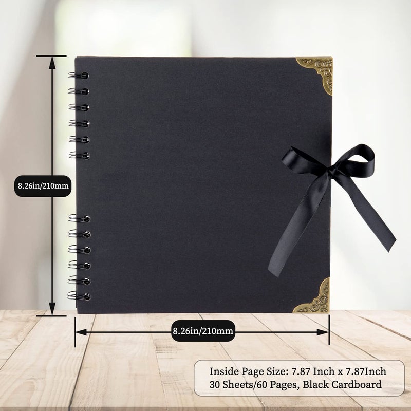 LOYAL BOOK Scrapbook (8 x 8 inch) Scrapbook Album 60 Pages Ideal for Your DIY Scrapbooking Albums Wedding and Anniversary Family Photo Album (black) - Image 2