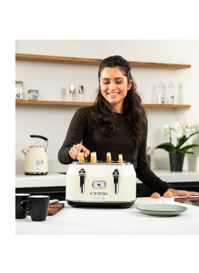 Retro Series 4-Slice Toaster – 1750W | High-Power Toaster with Even Heating, 6 Browning Levels & Bagel Mode