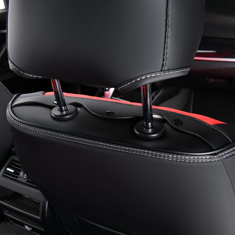 FLORICH Seat Covers for Cars, Waterproof Seat Covers, Leather Car Seat Covers 2 Pack, Universal Seat Cushion Protector for Most Cars Trucks SUV-Black&Red - Image 4