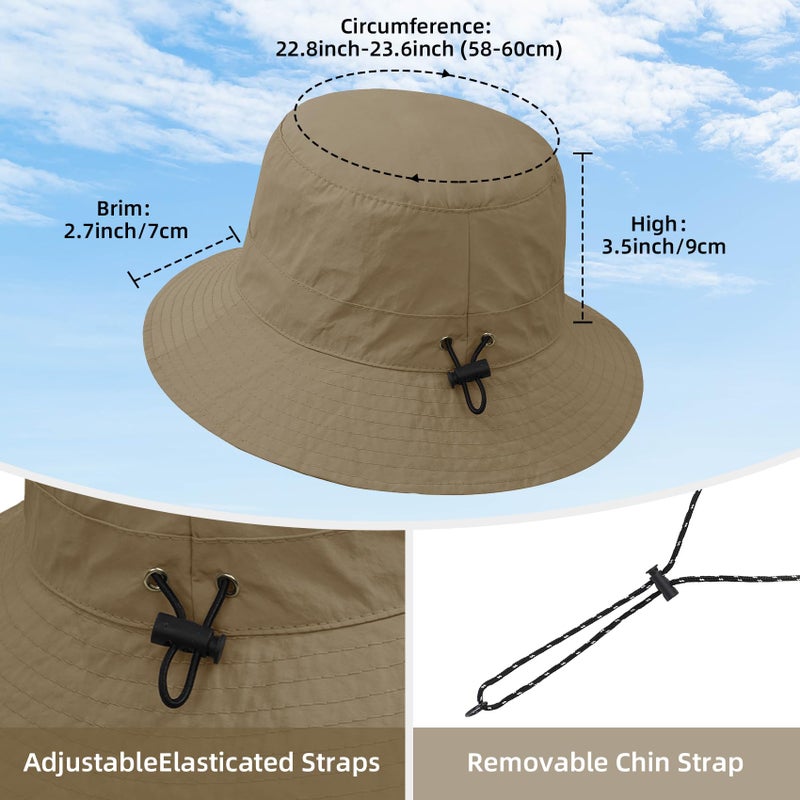 Durio Waterproof Bucket Hats for Woman UPF 50+ Sun Hat UV Protection Packable Rain Hats for Women Lightweight Hiking Hat Khaki One Size - Image 3