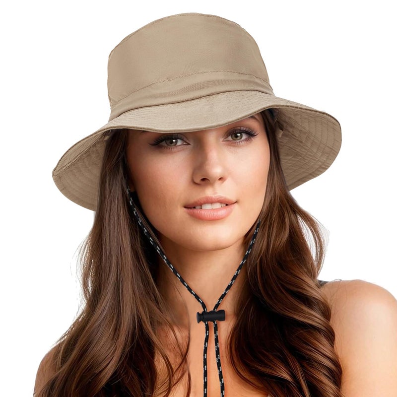 Durio Waterproof Bucket Hats for Woman UPF 50+ Sun Hat UV Protection Packable Rain Hats for Women Lightweight Hiking Hat Khaki One Size - Image 1