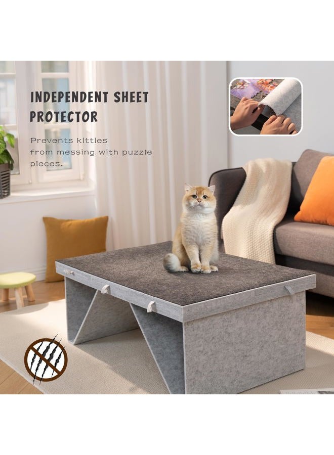 Tektalk Felt Jigsaw Puzzle Board with 5 Coloured Drawers, Portable Puzzle Table for Adults, Super Lightweight Platform with Cover, Storing for 1500, 1000, 500 Jigsaw Puzzle Pieces - Light Grey - Image 4