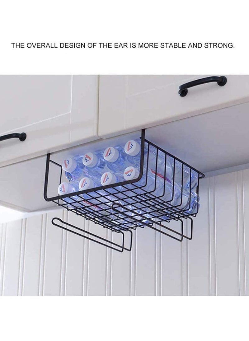 Generic - Multi-Functional Kitchen Storage Rack, Metal Basket Organizer with Paper Towel Holder, Space-Saving Hanging Shelf for Bathroom and Wardrobe, Easy to Assemble - Image 1