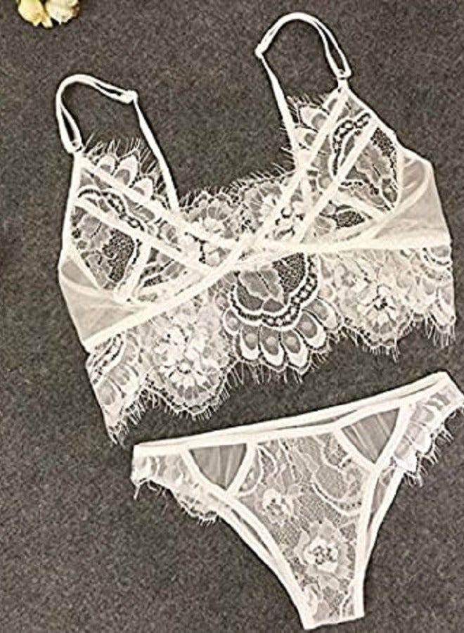 Women's 2 Piece Floral Lace Lingerie Set.