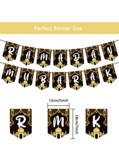 GGEROU 17Pcs Eid Mubarak Banner, Ramadan Banner,DIY Eid Mubarak Decorations, Black and Gold Eid Mubarak for Eid Decorations, for Home Ramadan Eid Decorations  - Image 2