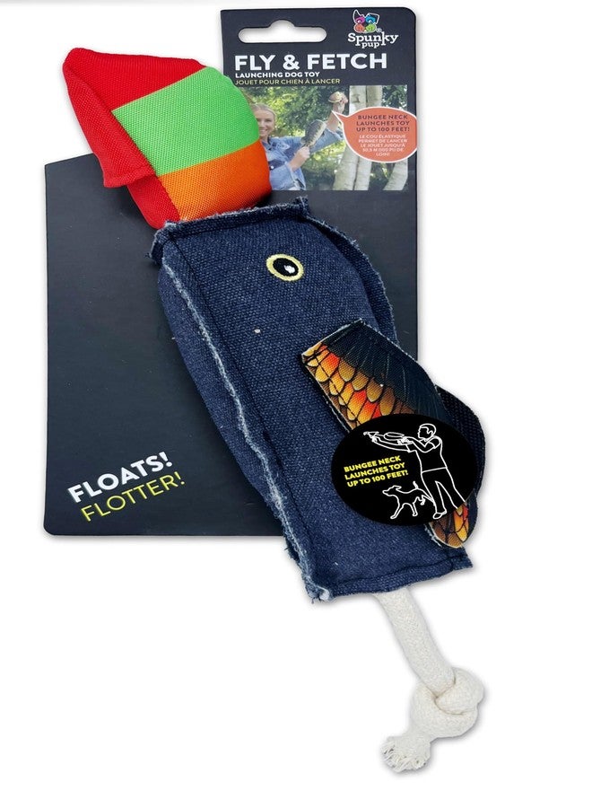 Spunky pup Fly & Fetch Dog Toy - Durable, Floating, Interactive Bungee Launcher for Fetch and Water Play, Canvas Toucan - Image 1