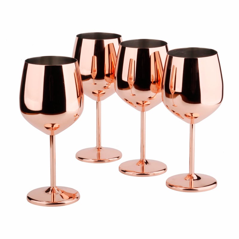 Arora Stainless Steel Wine Glass 18oz  Set of 4 Copper  36 D x 83 H 850961