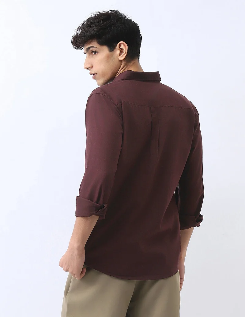 Urbano Fashion  Urbano Fashion Men's Cocoa Cotton Full Sleeve Regular Fit Casual Solid Shirt for Men | Best Price UAE