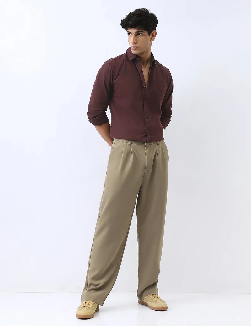 Urbano Fashion  Urbano Fashion Men's Cocoa Cotton Full Sleeve Regular Fit Casual Solid Shirt for Men | Best Price UAE