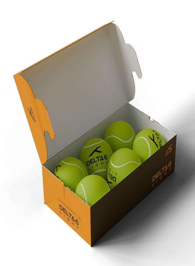 Hundred Cotton Delta 6 Light Cricket Tennis Balls | Bounce Consistency | Comfort Grip | Pressurized Core | 75 Grams | Yellow | Pack of 6 - Image 1