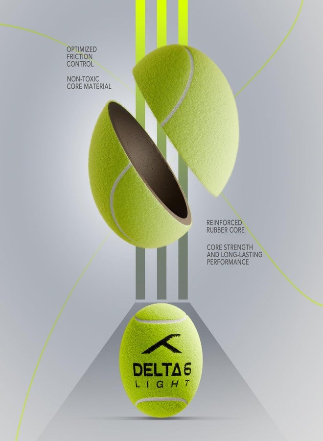 Hundred Cotton Delta 6 Light Cricket Tennis Balls | Bounce Consistency | Comfort Grip | Pressurized Core | 75 Grams | Yellow | Pack of 6 - Image 4