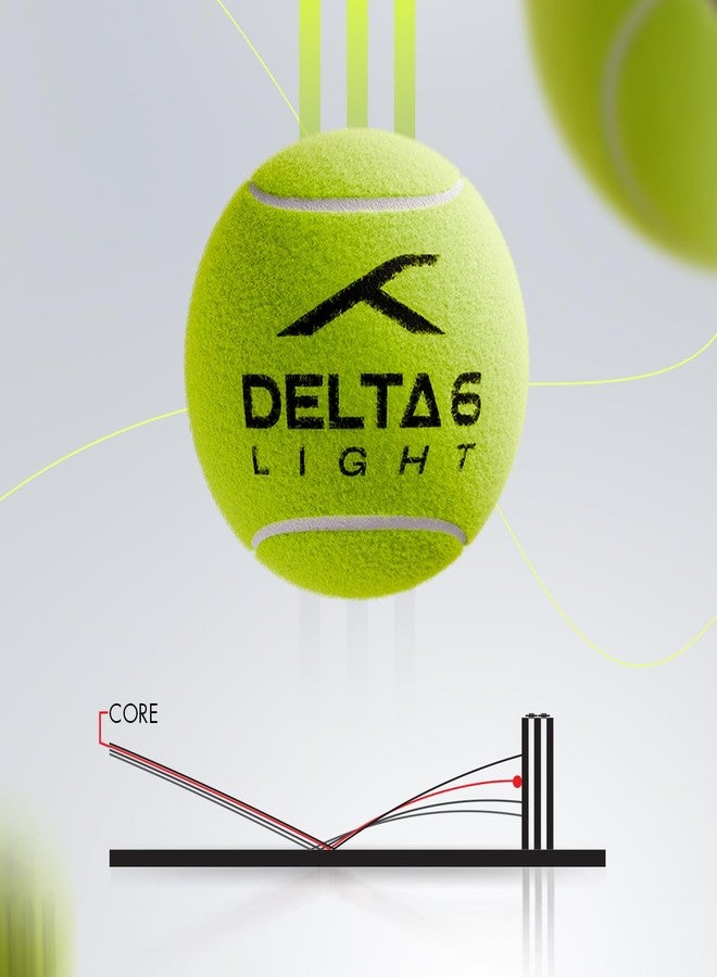 Hundred Cotton Delta 6 Light Cricket Tennis Balls | Bounce Consistency | Comfort Grip | Pressurized Core | 75 Grams | Yellow | Pack of 6 - Image 3
