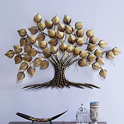 AntarYuga Rajasthani Ethnic Handcrafted Metal Decorative Tree Wall Art Golden with LED Size 55x2x38 Inch Powder Coated for Home Office Living Room Decoration Item - Image 3