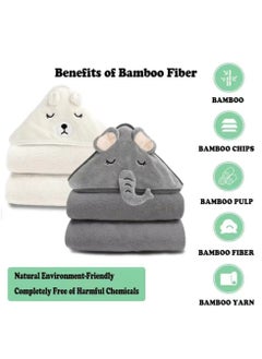 SYOSI 2 Pack Bamboo Hooded Baby Towel Organic Bamboo Bath Towel for Toddler Soft and Super Absorbent Washcloth Machine Washable Towel Keeps Your Baby Warm Cosy  - Image 5