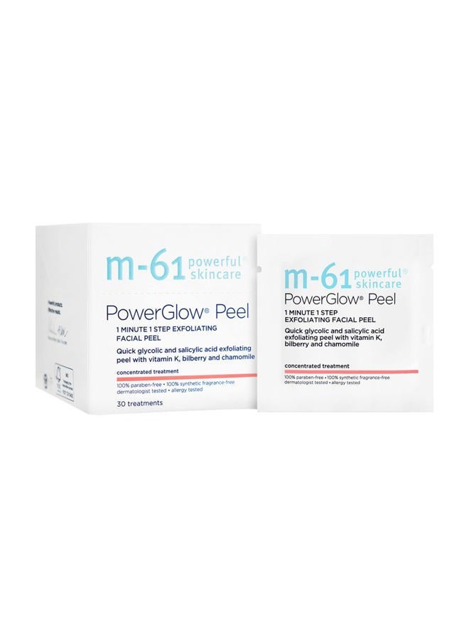 M-61 PowerGlow® Peel- 30 Treatments- 1-minute, 1-step exfoliating glow peel with glycolic, vitamin K & chamomile - Image 1