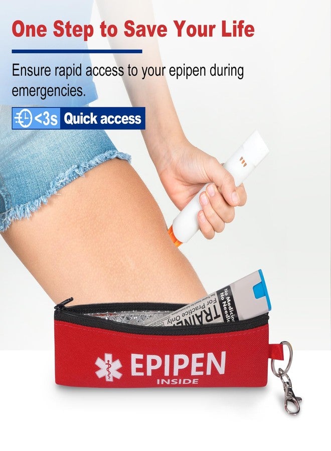 MEDMAX 1 Pack Insulated Slim Epipen Carry Case, Portable Double Sided Emergency Printing Medical Pouch Holder for One Epipen Allergy Medicine Essentials - Image 2