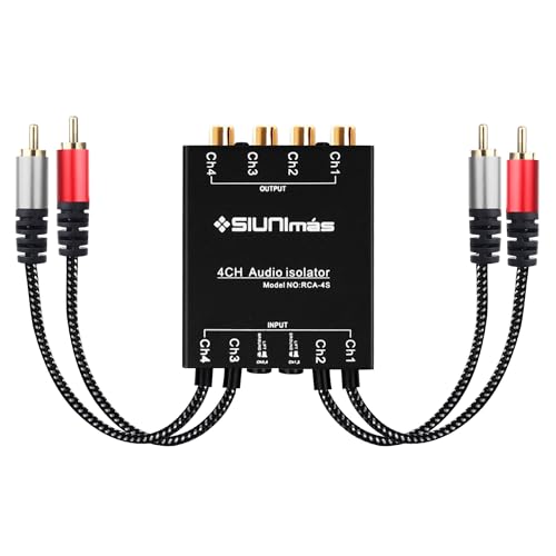 SIUNIMAS Pro RCA 4 Channels Ground Loop Isolator with Nylon Braided Cord Car and Home Theater Using Noise Filter with Ground Lift Durable Metallic Box Design (SIM-4CH-RCA04A) - Image 1