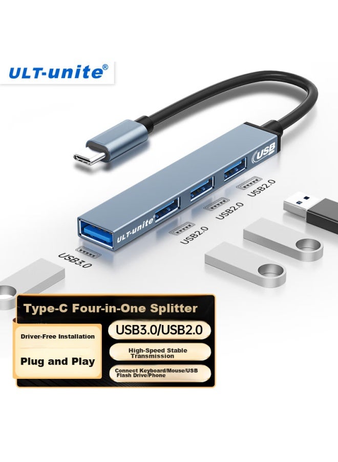 Ult-unite Youlao Te Type-c To Usb 3.0 Hub, High-speed 4-port Hub, Laptop Hub, U-disk Data Transfer, Mouse And Keyboard Adapter - Image 1