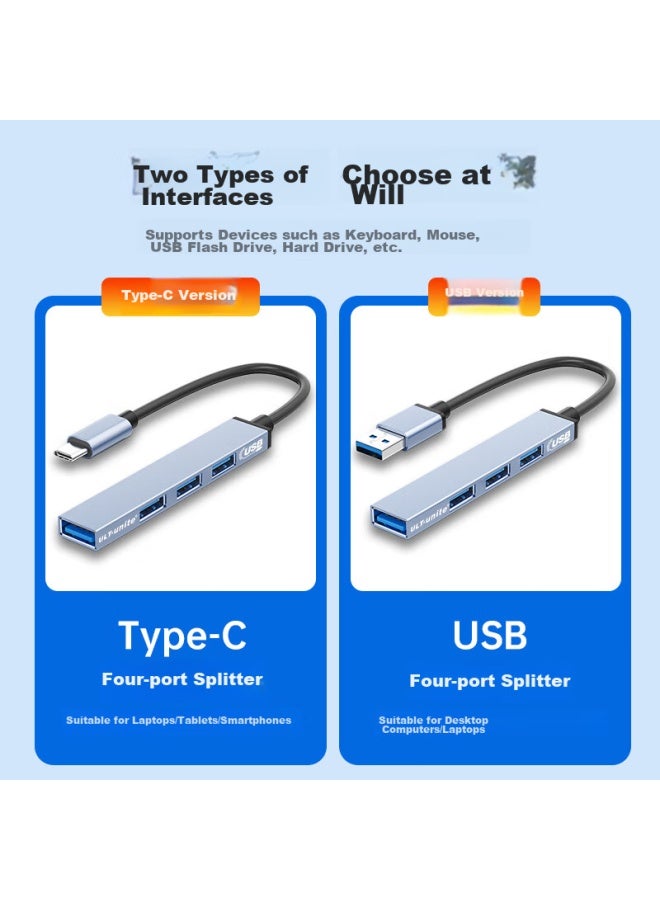 Ult-unite Youlao Te Type-c To Usb 3.0 Hub, High-speed 4-port Hub, Laptop Hub, U-disk Data Transfer, Mouse And Keyboard Adapter - Image 2