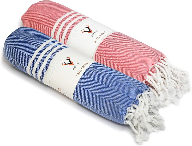 PATVY Bath Towels| Light Weight Turkish Style Bath Towels for Men Large Size Cotton|75 x 150cm Quick Absorption &Faster Drying Bath Towel for Women| 100% Cotton (Pack of 2, Royal Blue & Pink) - Image 1