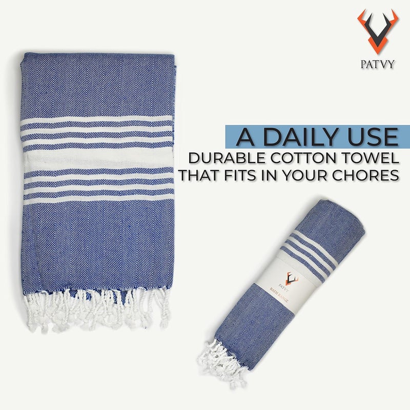 PATVY Bath Towels| Light Weight Turkish Style Bath Towels for Men Large Size Cotton|75 x 150cm Quick Absorption &Faster Drying Bath Towel for Women| 100% Cotton (Pack of 2, Royal Blue & Pink) - Image 4