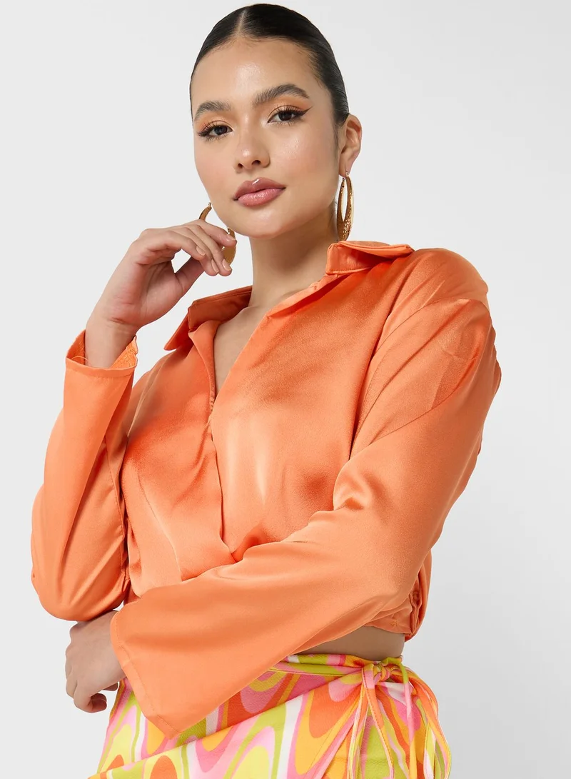 boohoo Notch Neck Shirt