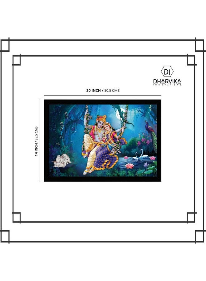 Dharvika Innovations Dharvika Innovations Beautiful radha krishna photo frame big size home decoration with sparkle coated lamination (14x20 Inch) Black frame - 1829 (Design 15) - Image 2