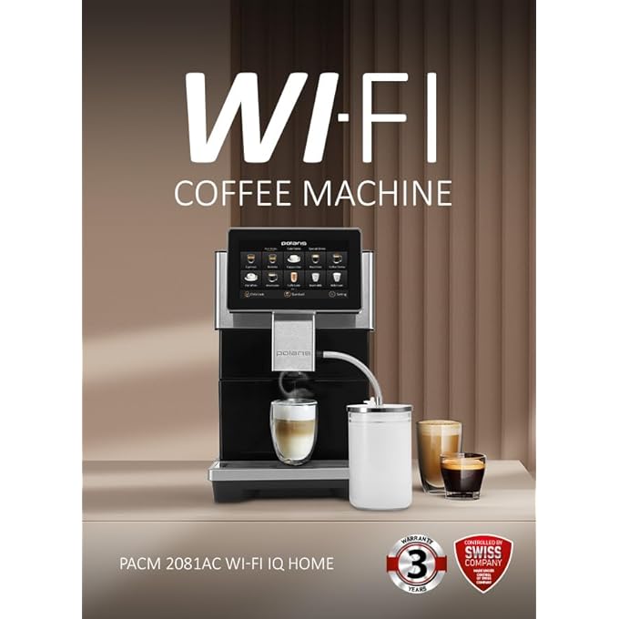Polaris Pacm 2081Ac Smart Coffee Machine  40 Auto Programs Incl Cold  Hot Coffee To Go  ProfiCream Milk  WiFi App Control  20 Bar Italian Pump  6 User Profiles  Milk Container  Thermos - Image 3
