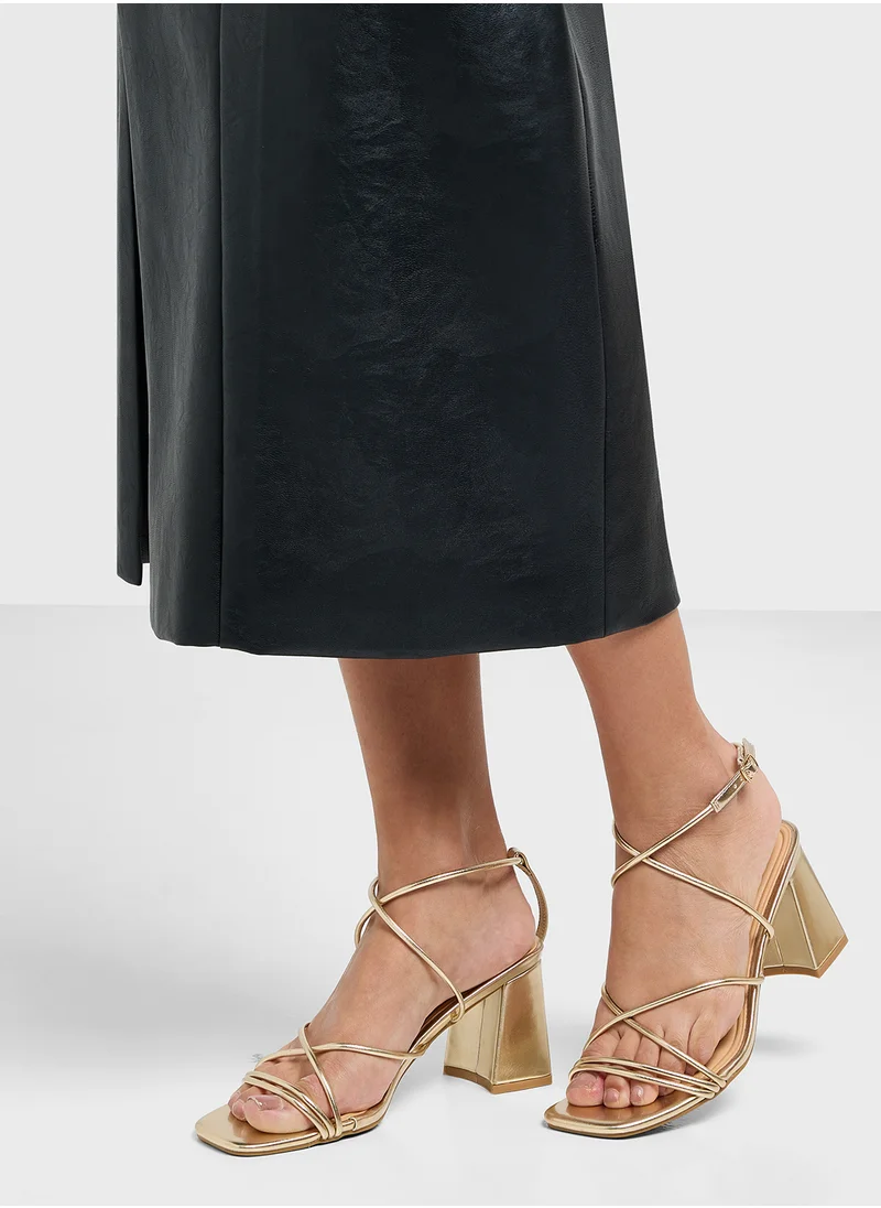 ترافل من نمشي Flaire Block Heel Multi Strap Ankle Strap Block Heel Sandal