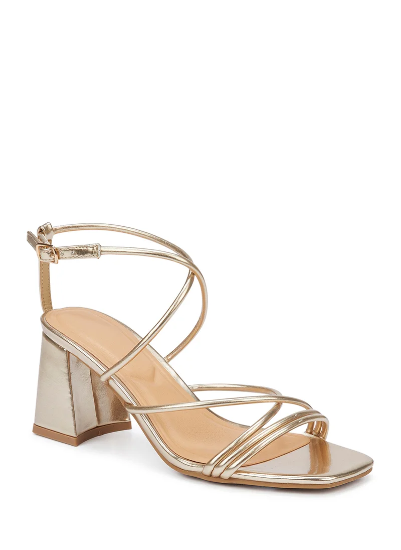 ترافل من نمشي Flaire Block Heel Multi Strap Ankle Strap Block Heel Sandal