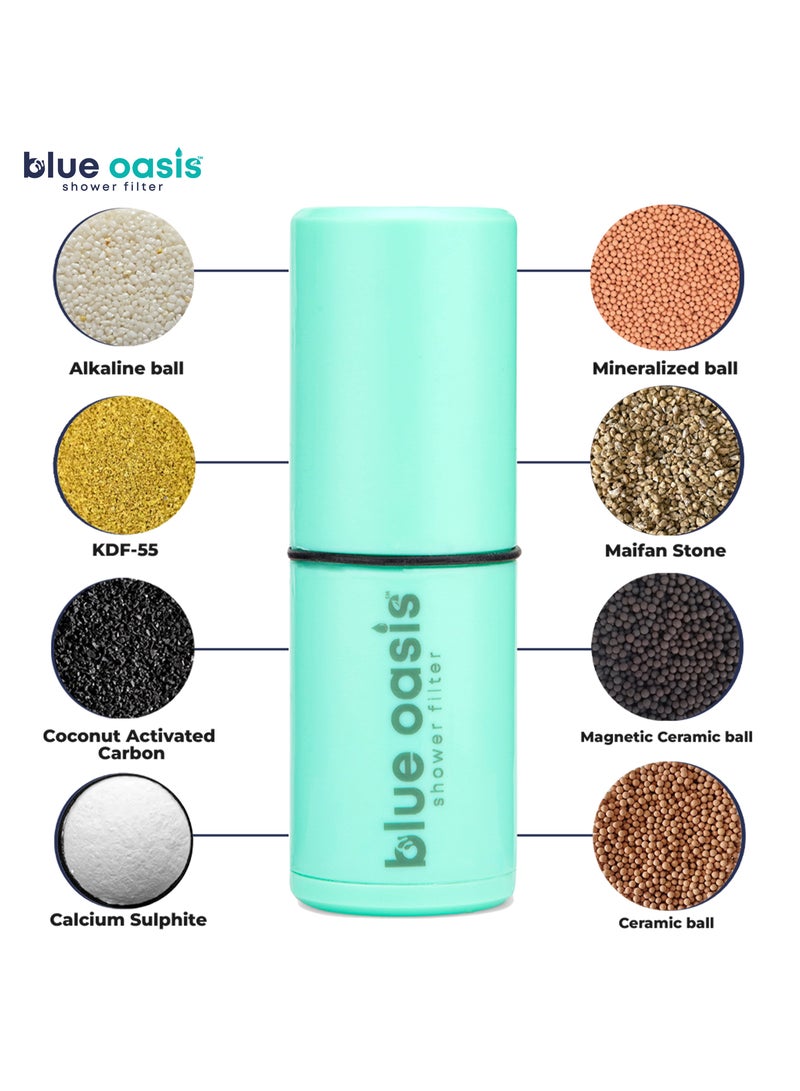  بلو أواسيس خرطوشة فلتر دش الواحة الزرقاء | ترشيح متقدم على ١٢ مرحلة لبشرة وشعر أكثر صحة | يزيل ٩٩% من معادن الكلور الثقيلة | خرطوشة استبدال فلتر الدش | تيفاني بلو - Image 3