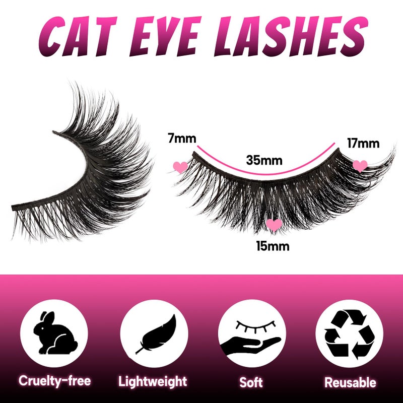Veleasha Cat Eye Lashes Natural Look Fox False Eyelashes Gorgeous Wispy & Lightweight Faux Mink Lashes for Doll Eye Makeup 5 Pairs Pack (Charming) - Image 2