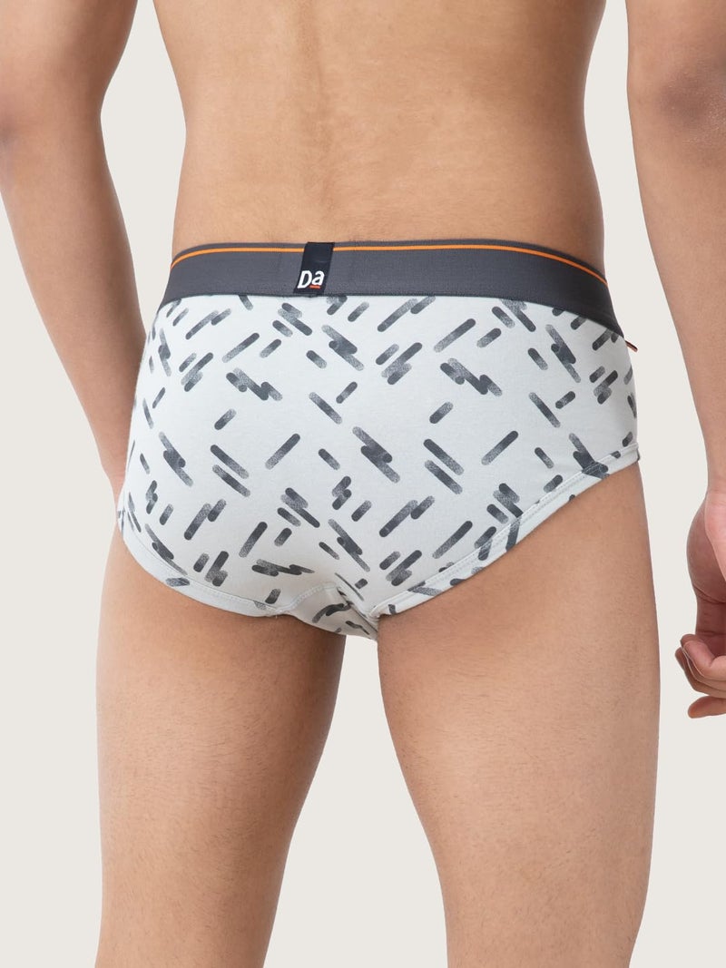 DAMENSCH Men's Regular Fit Printed Cotton Briefs Underwear| Combed Cotton, Stretchy Fabric, Anti-Bacterial and Microfibre Waistband Innerwear for Men, Briefs for Men-Blue Buzz,Stroke Gray-L - Image 4