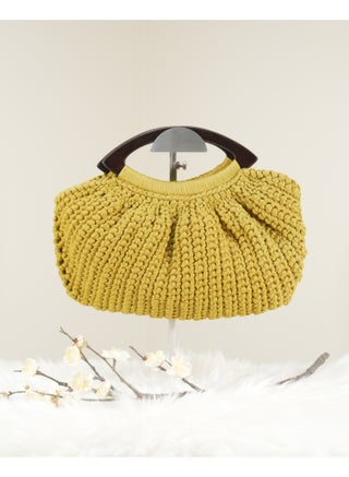 Mustard Crochet Handbag with Pleated Design and Wooden Handle - pzsku/Z763ED2447FBF856375DFZ/45/1750391577/4fddcebd-5448-4a14-bac8-63e74676142d