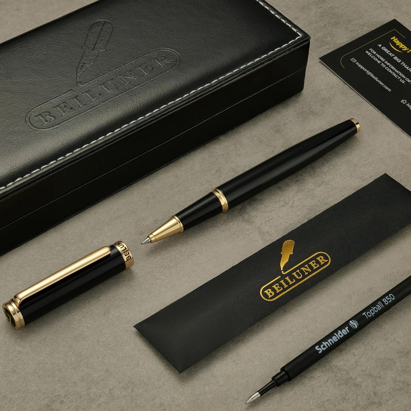 BEILUNER Luxury Rollerball Pen,24K Gold Trim,Noble and Elegant Designs,Schneider Ink Refill, Best Roller Ball Pen Gift Set for Men & Women, Professional, Executive Office, Nice Pens - Image 2