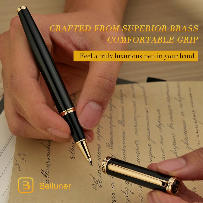 BEILUNER Luxury Rollerball Pen,24K Gold Trim,Noble and Elegant Designs,Schneider Ink Refill, Best Roller Ball Pen Gift Set for Men & Women, Professional, Executive Office, Nice Pens - Image 5