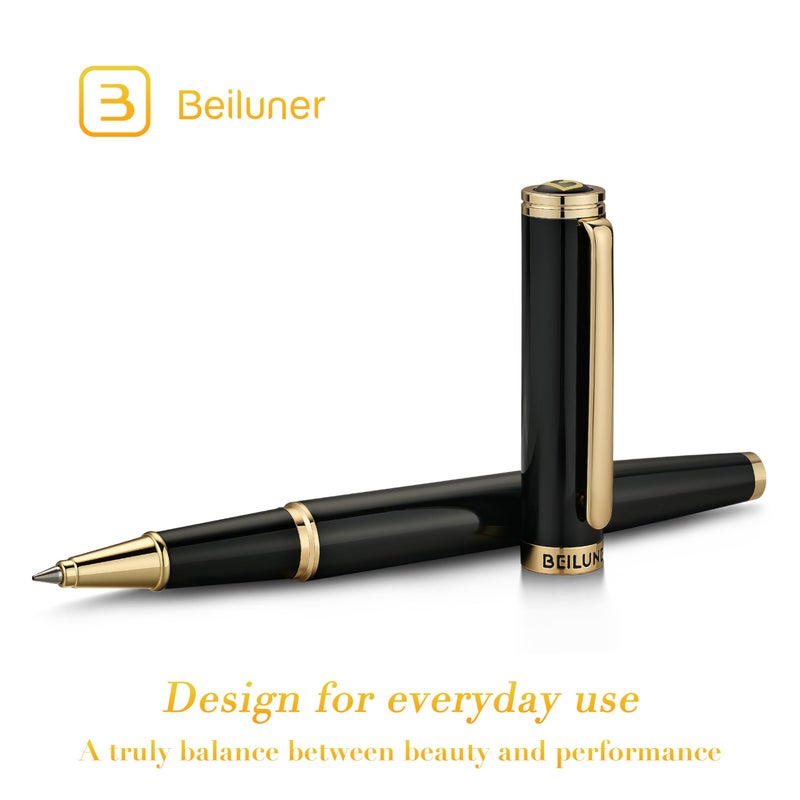 BEILUNER Luxury Rollerball Pen,24K Gold Trim,Noble and Elegant Designs,Schneider Ink Refill, Best Roller Ball Pen Gift Set for Men & Women, Professional, Executive Office, Nice Pens - Image 3