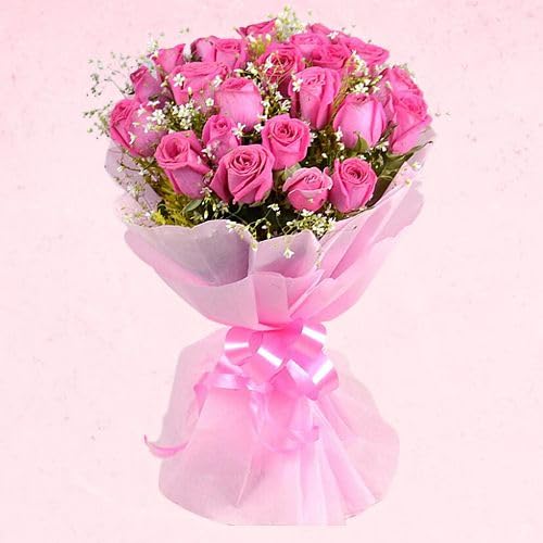 IndiaFlowersGifts IFGs Beautiful Bouquet of Pink Roses 24 pcs Fresh Flowers Same Day Delivery 