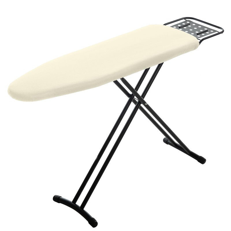 RAINHOL Ironing Board Full Size, RAINHOL Compact Iron Board with Iron Rest, Heat Resistant Cover with Ultra Thick Padding, Height Adjustable Heavy Duty for Home, Dorm, 43x13 Ivory - Image 1