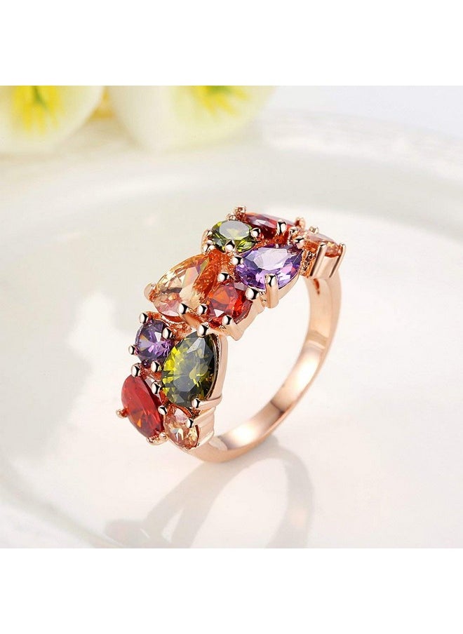 YouBella YouBella Jewellery Stylish Rose Gold Plated Solitaire AAA Multicolor Crystal Ring for Women and Girls  - Image 3