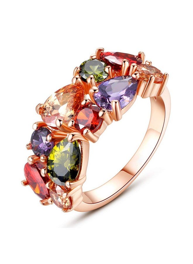 YouBella YouBella Jewellery Stylish Rose Gold Plated Solitaire AAA Multicolor Crystal Ring for Women and Girls  - Image 1