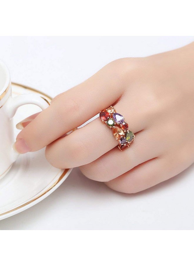 YouBella YouBella Jewellery Stylish Rose Gold Plated Solitaire AAA Multicolor Crystal Ring for Women and Girls  - Image 4