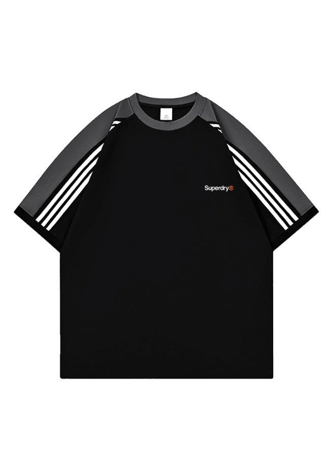 سوبر دراي Superdry street skateboard wind shoulder striped round neck T-shirt loose versatile short-sleeved shirt - Image 3