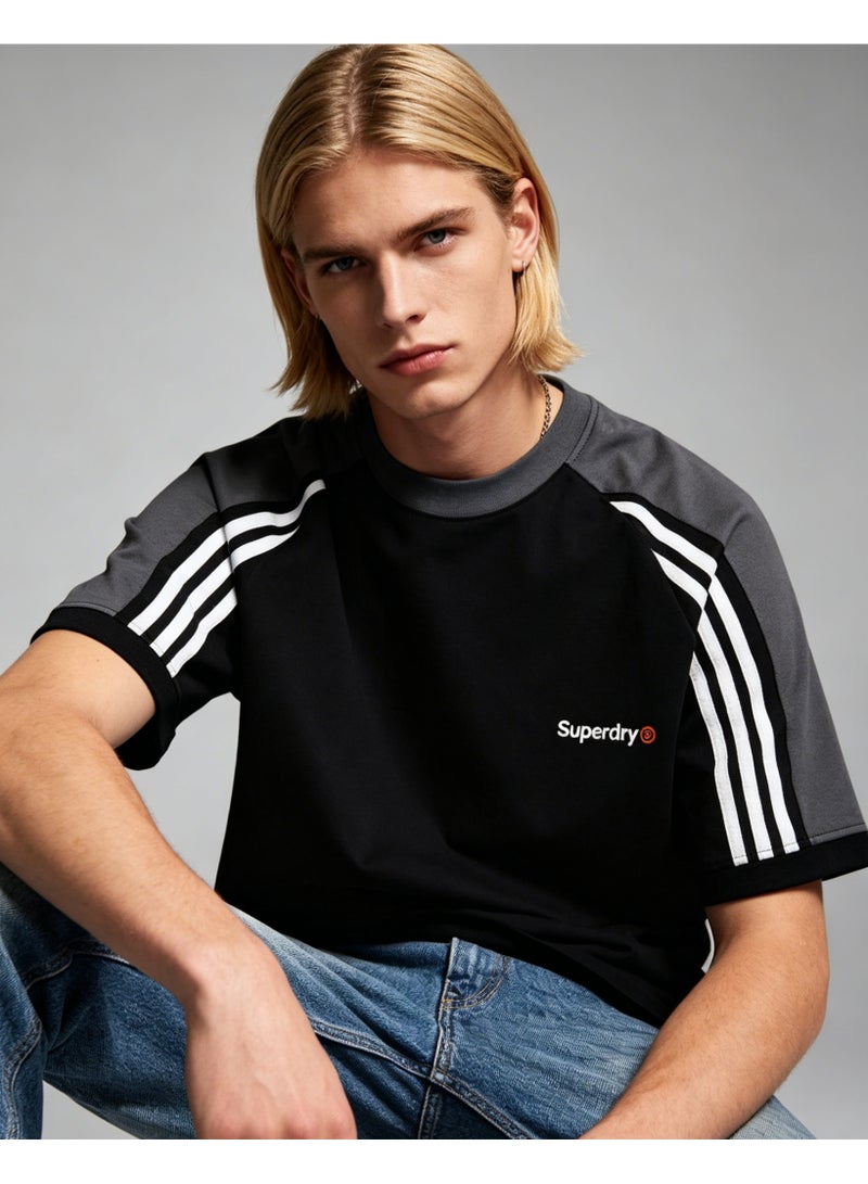 سوبر دراي Superdry street skateboard wind shoulder striped round neck T-shirt loose versatile short-sleeved shirt - Image 2