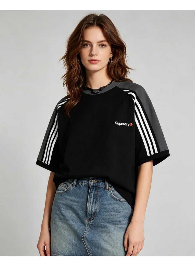 سوبر دراي Superdry street skateboard wind shoulder striped round neck T-shirt loose versatile short-sleeved shirt - Image 5