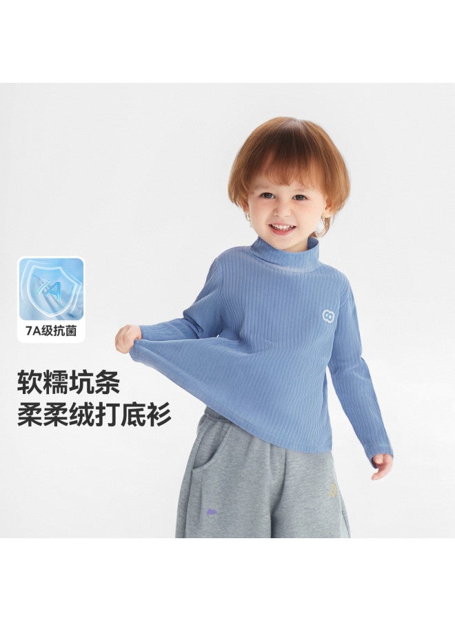 Antibacterial] Boys' Base Layer Shirt Thickened Autumn Winter Style Baby High Neck T-shirt Children 25 New Style Warm Girls' - Image 2