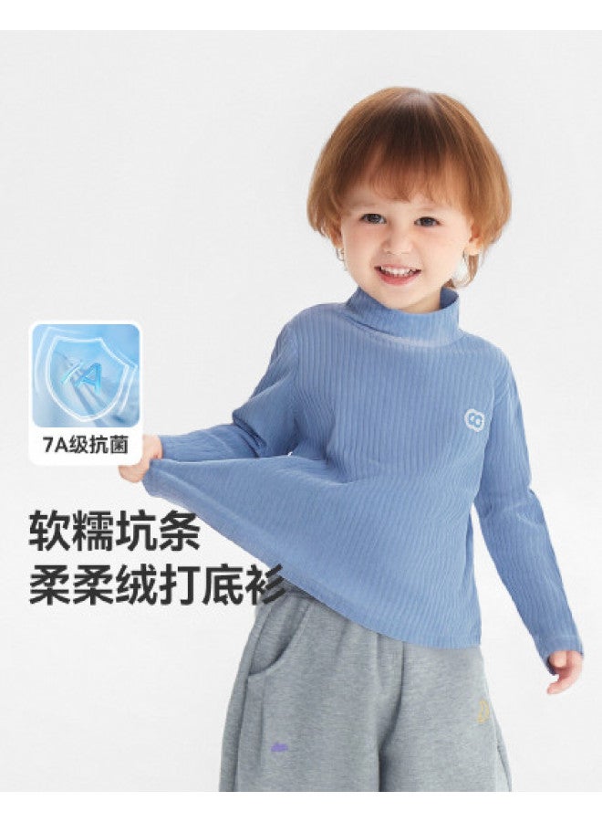 Antibacterial] Boys' Base Layer Shirt Thickened Autumn Winter Style Baby High Neck T-shirt Children 25 New Style Warm Girls' - Image 1