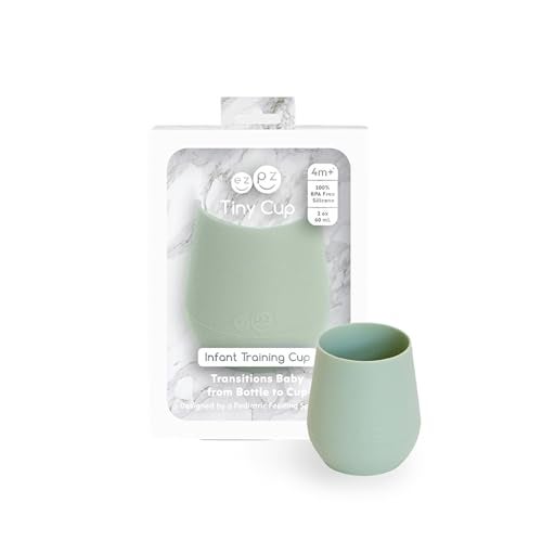 ezpz Tiny Cup (Sage) - 4 months+ - 100% Silicone Training Cup for Infants - Designed by a Pediatric Feeding Specialist - Baby-Led Weaning Essentials & Baby Gifts - Image 1